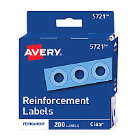 Avery Dispenser Pack Hole Reinforcements, 0.25" Dia, Clear, 200/Pack, (5721) (05721)