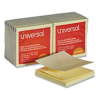 Universal Fan-Folded Self-Stick Pop-Up Note Pads, 3" x 3", Yellow, 100 Sheets/Pad, 12 Pads/Pack (UNV35664)