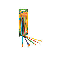 Crayola Arts and Craft Brush Set, Assorted Sizes, Natural Hair, Angled, Flat, Round, 5/Set (053506)