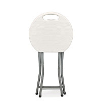 Iceberg Rough n Ready Folding Stool, Backless, Supports Up to 300 lb, 18" Seat Height, White Seat, Charcoal Base, 4/Carton (64563)