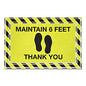 Apache Mills Message Floor Mats, 24 x 36, Black/Yellow, "Maintain 6 Feet Thank You" (3984528782X3)