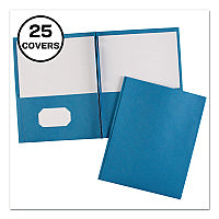 Avery Two-Pocket Folder, Prong Fastener, 0.5" Capacity, 11 x 8.5, Light Blue, 25/Box (47976)