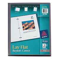 Avery Lay Flat View Report Cover, Flexible Fastener, 0.5" Capacity, 8.5 x 11, Clear/Gray (47781)