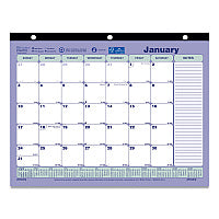 Brownline Monthly Desk Pad Calendar, 3-Hole Punched, 11 x 8.5, White/Blue/Green Sheets, Black Binding, 12-Month (Jan to Dec): 2026 (C181721)