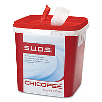 Chicopee S.U.D.S Bucket with Lid, 7.5 x 7.5 x 8, Red/White, 3/Carton (0728)