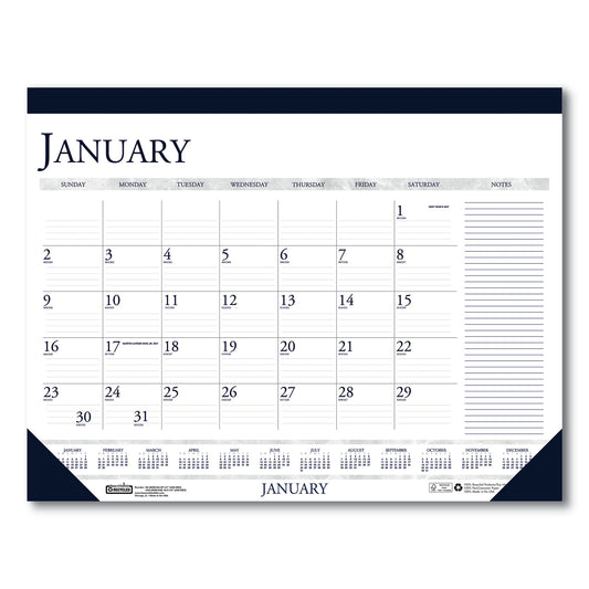 House of Doolittle Recycled Monthly Desk Pad Calendar w/ Notes, 22 x 17, Blue, 2026 (164)