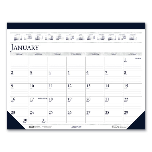 House of Doolittle Recycled Two-Color Monthly Desk Pad Calendar, 22 x 17, Perforated White/Blue/Gray Sheets, 12-Month (Jan-Dec): 2026 (150HD)
