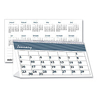 House of Doolittle Bar Harbor Recycled Desk Tent Monthly Calendar, 7 x 4.25, White/Blue Sheets, 12-Month (Jan to Dec): 2026 (3679)