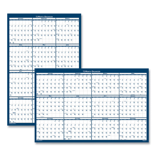 House of Doolittle Recycled Poster Style Reversible/Erasable Yearly Wall Calendar, 66 x 33, White/Blue/Gray Sheets, 12-Month (Jan to Dec): 2026 (3962)