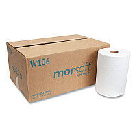 Morsoft(R) Hardwound Paper Towels, White, 1-Ply, 800-ft., 6 Rolls (W106)