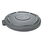 Rubbermaid Commercial BRUTE Self-Draining Flat Top Lid, for 32 gal Round BRUTE Containers, 22.25" Diameter, Gray (263100GY)