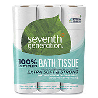 Seventh Generation 100% Recycled Bathroom Tissue, Septic Safe, 2-Ply, White, 240 Sheets/Roll, 24/Pack (13738)