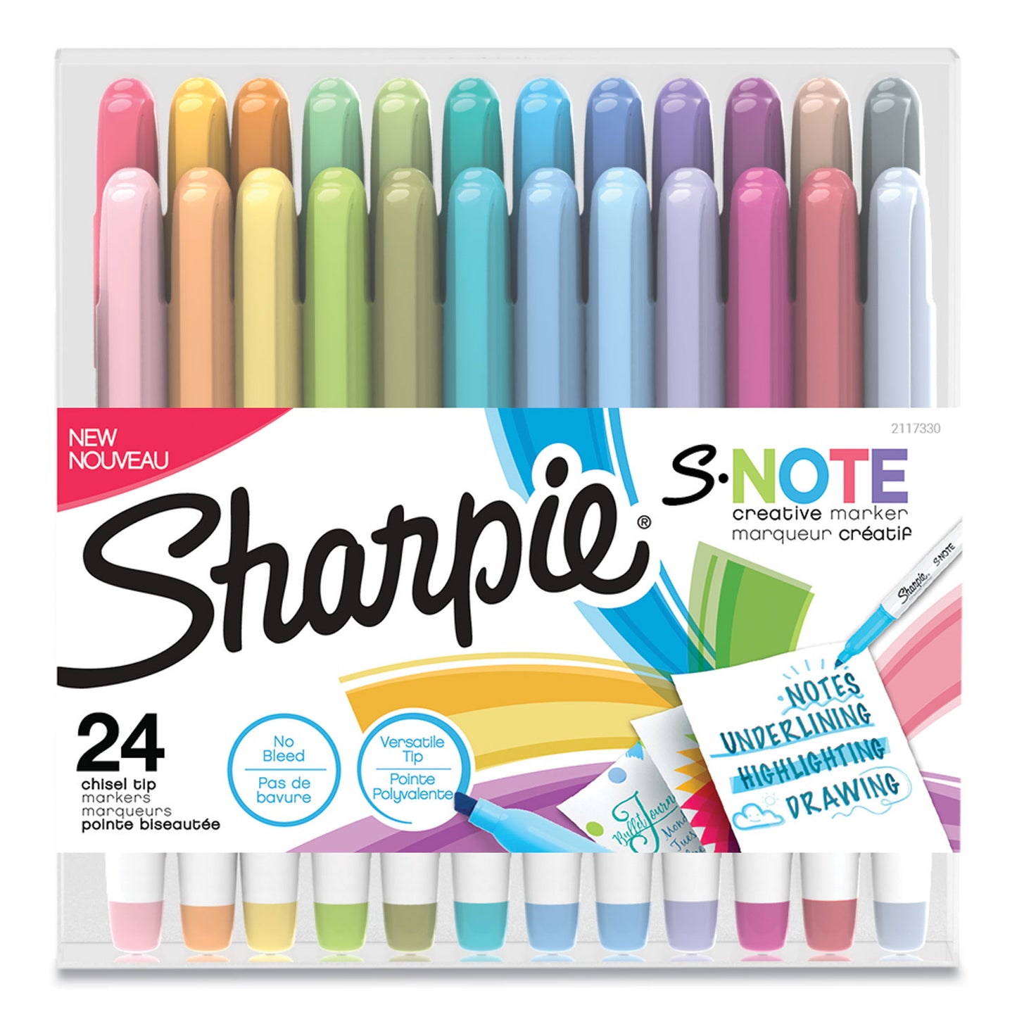 Sharpie S-Note Creative Markers, Assorted Ink Colors, Chisel Tip, Assorted Barrel Colors, 24/Pack (2117330)