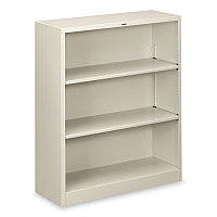 HON Metal Bookcase, Three-Shelf, 34.5w x 12.63d x 41h, Light Gray (S42ABCQ)