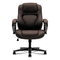 HON HVL402 Series Executive High-Back Chair, Supports Up to 250 lb, 17" to 21" Seat Height, Brown Seat/Back, Black Base (VL402EN45)