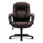 HON HVL402 Series Executive High-Back Chair, Supports Up to 250 lb, 17" to 21" Seat Height, Brown Seat/Back, Black Base (VL402EN45)