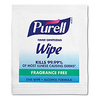 PURELL Premoistened Sanitizing Hand Wipes, Individually Wrapped, 5 x 7, Unscented, White, 1,000/Carton (90211M)