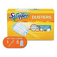 Swiffer Dusters Starter Kit, Dust Lock Fiber, 6" Handle, Blue/Yellow (11804KT)