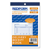 Rediform Delivery Receipt Book, Three-Part Carbonless, 6.38 x 4.25, 50 Forms Total (6L614)
