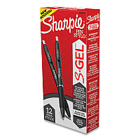 Sharpie S-Gel High-Performance Gel Pen, Retractable, Bold 1 mm, Black Ink, Black Barrel, Dozen (2096149)