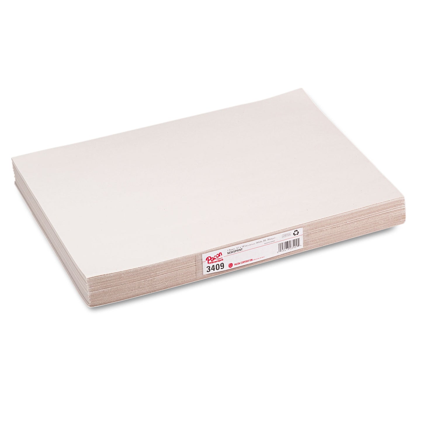 Pacon White Newsprint, 30 lb Newsprint Weight, 12 x 18, White, 500/Pack (3409)