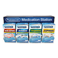 PhysiciansCare Medication Station, Aspirin, Ibuprofen, Non Aspirin Pain Reliever, Antacid (90780)
