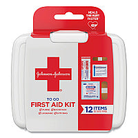 Johnson & Johnson Mini First Aid To Go Kit, 12 Pieces, Plastic Case (8295)