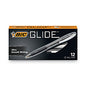 BIC GLIDE Ballpoint Pen, Retractable, Medium 1 mm, Black Ink, Smoke/Black Barrel, Dozen (VCG11BK)