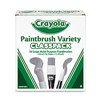 Crayola Large Variety Paint Brush Classpack, Natural; Nylon Bristles, Flat; Round Profiles, 36/Set (050036)