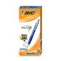 BIC Velocity Easy Glide Ballpoint Pen, Retractable, Medium 1 mm, Blue Ink, Translucent Blue Barrel, Dozen (VLG11BE)