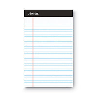 Universal Premium Ruled Writing Pads with Heavy-Duty Back, Narrow Rule, Black Headband, 50 White 5 x 8 Sheets, 6/Pack (UNV56300)