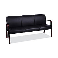 Alera Reception Lounge WL 3-Seat Sofa, 65.75w x 26d.13 x 33h, Black/Mahogany (ALERL2319M)