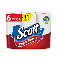Scott Choose-a-Size Mega Kitchen Roll Paper Towels, 1-Ply, 100/Roll, 6 Rolls/Pack, 4 Packs/Carton (55413)