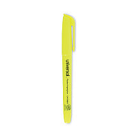 Universal Pocket Highlighters, Fluorescent Yellow Ink, Chisel Tip, Yellow Barrel, Dozen (UNV08851)