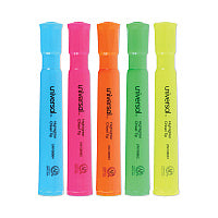 Universal Desk Highlighters, Assorted Ink Colors, Chisel Tip, Assorted Barrel Colors, 5/Set (UNV08860)