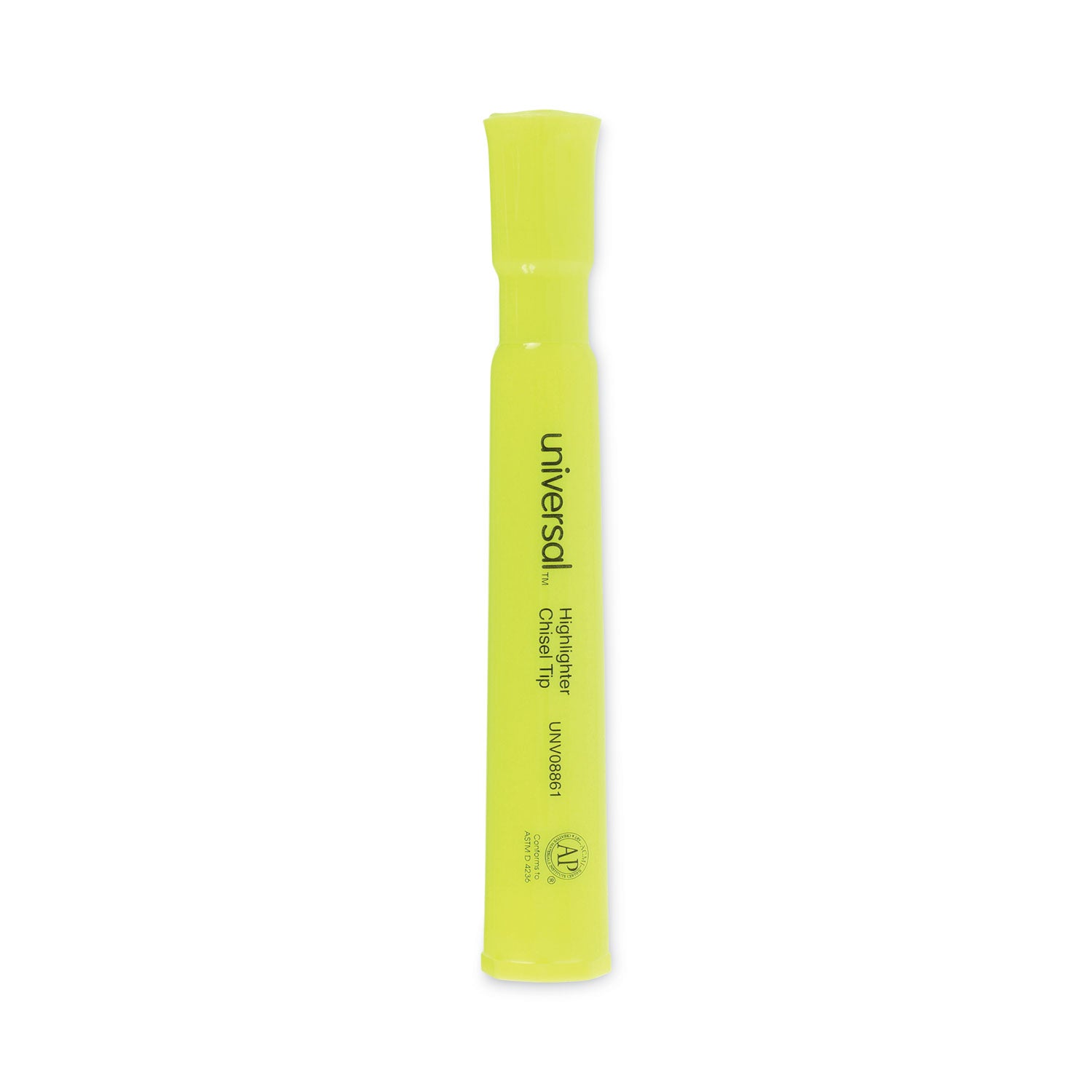 Universal Desk Highlighters, Fluorescent Yellow Ink, Chisel Tip, Yellow Barrel, Dozen (UNV08861)