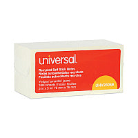Universal Recycled Self-Stick Note Pads, 3" x 3", Yellow, 100 Sheets/Pad, 18 Pads/Pack (UNV28068)