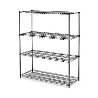 Alera All-Purpose Wire Shelving Starter Kit, Four-Shelf, 60w x 24d x 72h, Black Anthracite Plus (ALESW206024BA)