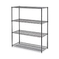 Alera All-Purpose Wire Shelving Starter Kit, Four-Shelf, 60w x 24d x 72h, Black Anthracite Plus (ALESW206024BA)