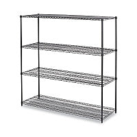Alera BA Plus Wire Shelving Kit, Four-Shelf, 72w x 24d x 72h, Black Anthracite Plus (ALESW207224BA)