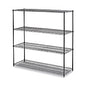 Alera BA Plus Wire Shelving Kit, Four-Shelf, 72w x 24d x 72h, Black Anthracite Plus (ALESW207224BA)
