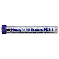 Eraser Refills for Pentel Champ, e-sharp, Jolt, Icy and Quicker Clicker Pencils, Cylindrical Rod, White, 5/Tube (PDE1)