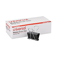Universal Binder Clips, Medium, Black/Silver, 12/Box (UNV10210)