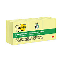 Post-it Original Recycled Note Pads, 1.5" x 2", Canary Yellow, 100 Sheets/Pad, 12 Pads/Pack (653RPYW)