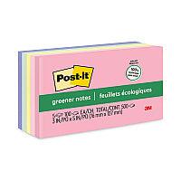 Post-it Original Recycled Note Pads, 3" x 5", Sweet Sprinkles Collection Colors, 100 Sheets/Pad, 5 Pads/Pack (655RPA)