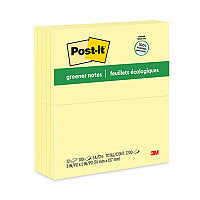 Post-it Original Recycled Note Pads, 3" x 5", Canary Yellow, 100 Sheets/Pad, 12 Pads/Pack (655RPYW)