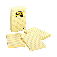 Post-it Original Pads in Canary Yellow, Note Ruled, 4" x 6", 100 Sheets/Pad, 5 Pads/Pack (6605PK)