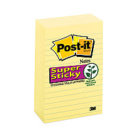 Post-it Pads in Canary Yellow, Note Ruled, 4" x 6", 90 Sheets/Pad, 5 Pads/Pack (6605SSCY)