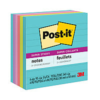 Post-it Pads in Supernova Neon Collection Colors, Note Ruled, 4" x 4", 90 Sheets/Pad, 6 Pads/Pack (6756SSMIA)
