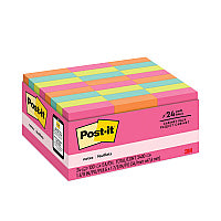 Post-it Original Pads in Poptimistic Colors, Value Pack, 1.38" x 1.88", 100 Sheets/Pad, 24 Pads/Pack (65324ANVAD)
